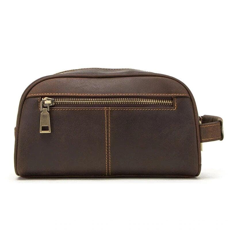 Trousse de toilette cuir petit format café - Image 4