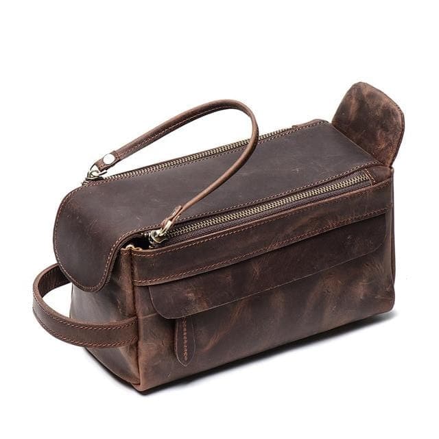 Trousse de toilette cuir ancienne - Image 3