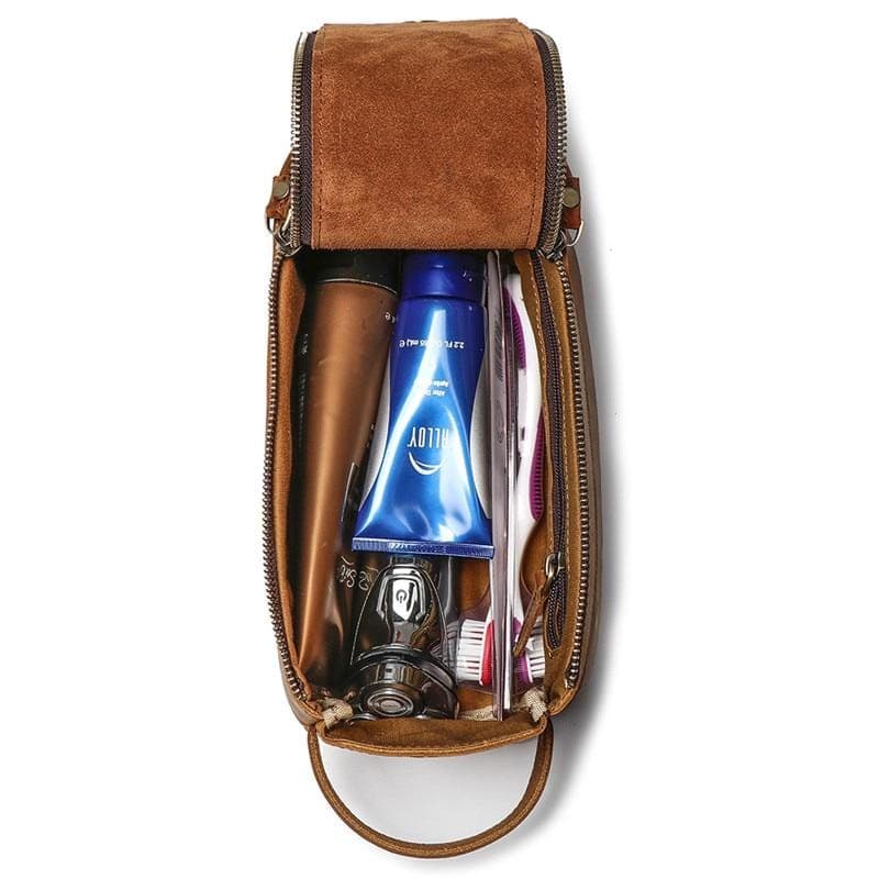 Trousse de toilette cuir ancienne - Image 4