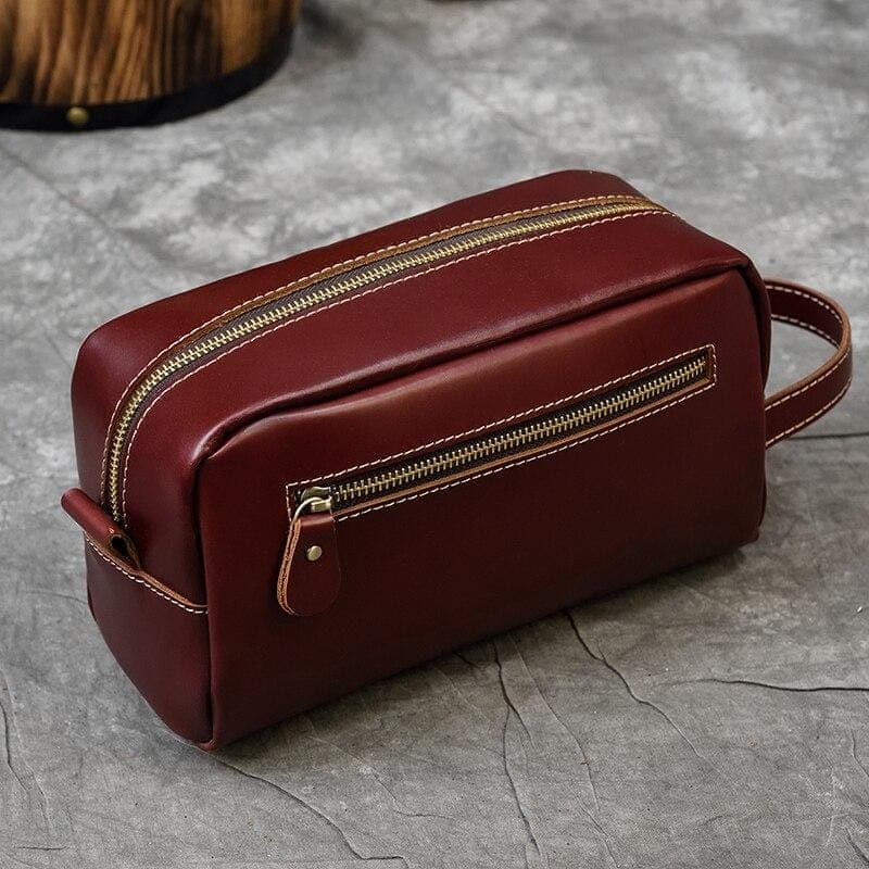 Trousse de toilette cuir bordeaux - Image 2