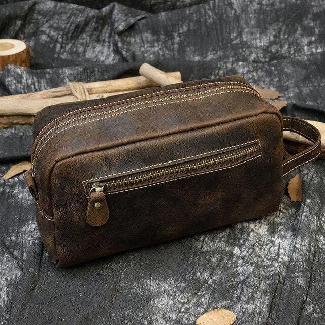 Trousse de toilette cuir brune - Image 2
