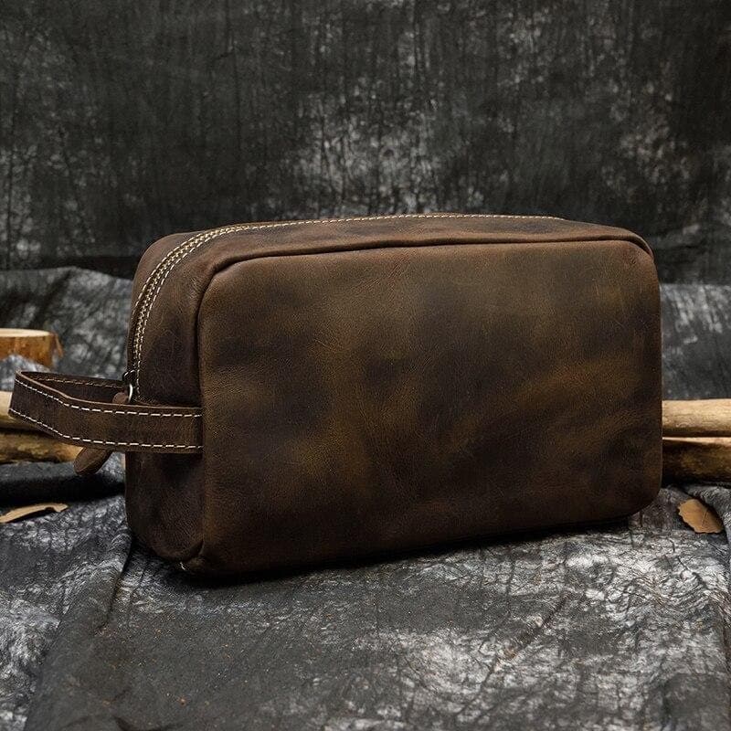 Trousse de toilette cuir brune - Image 3