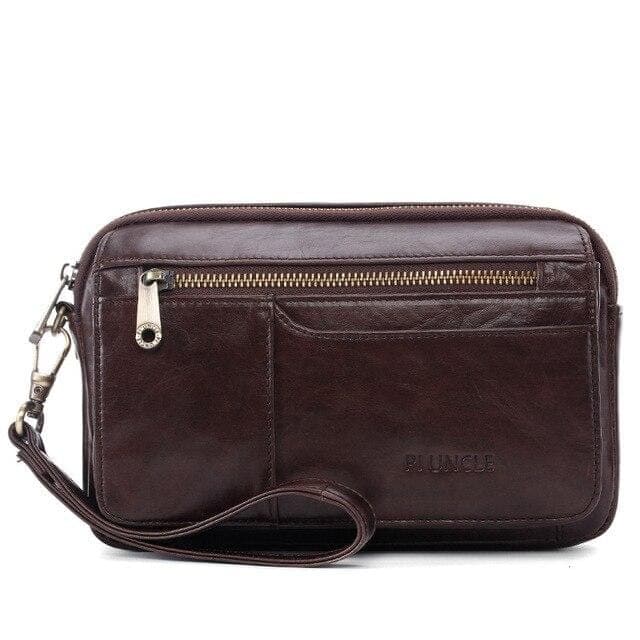 Trousse de toilette cuir lanière café