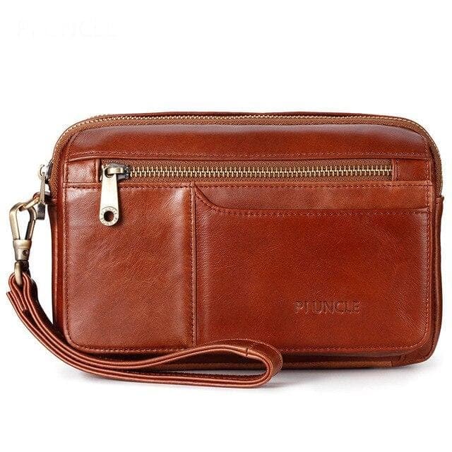 Trousse de toilette cuir lanière marron