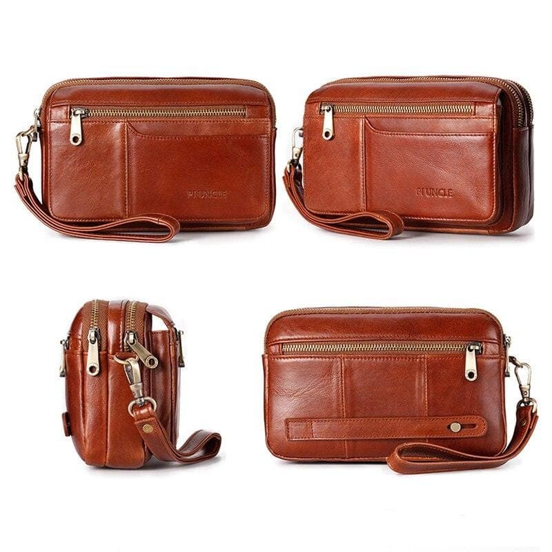 Trousse de toilette cuir lanière marron - Image 2