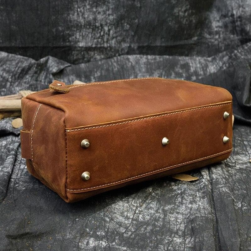 Trousse de toilette cuir marron clair - Image 4
