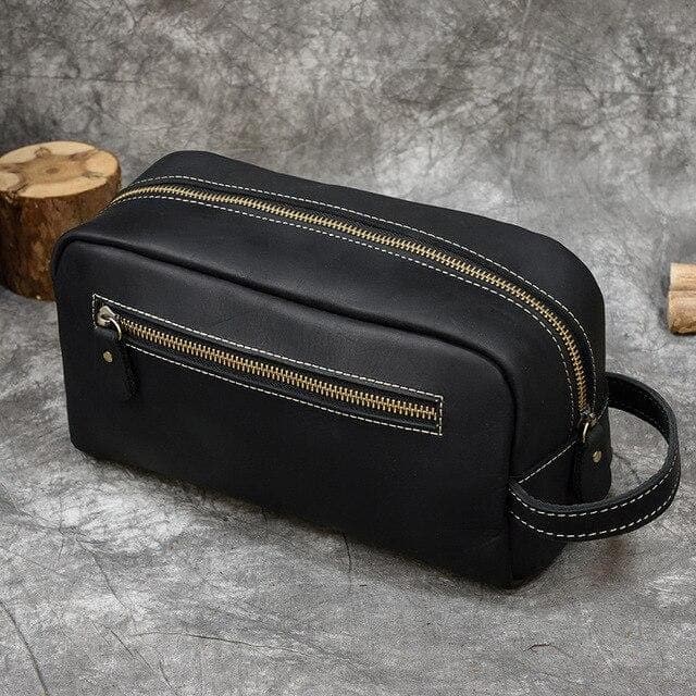 Trousse de toilette cuir noir foncé - Image 2
