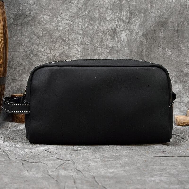 Trousse de toilette cuir noir foncé - Image 3