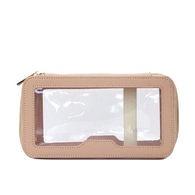 Trousse de toilette cuir transparente beige