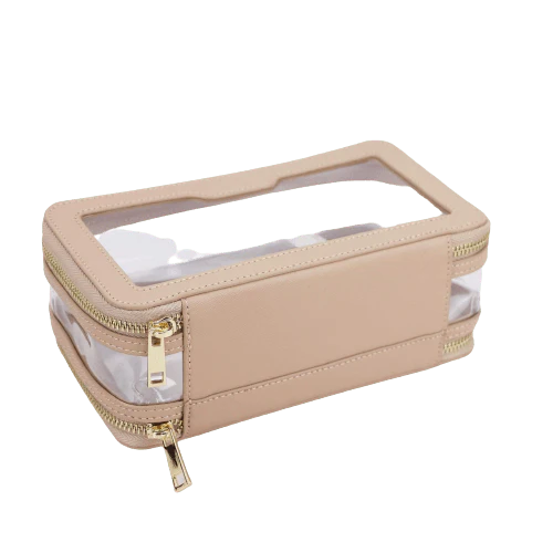 Trousse de toilette cuir transparente beige - Image 2