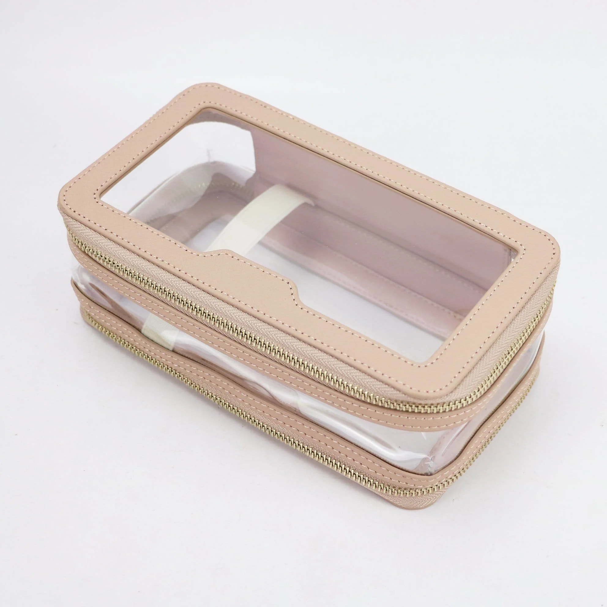 Trousse de toilette cuir transparente beige - Image 3