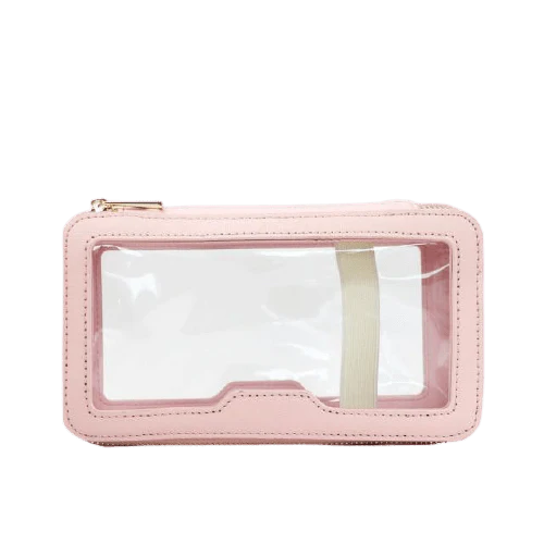 Trousse de toilette cuir transparente rose