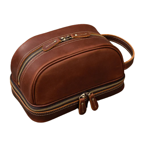 Trousse de toilette cuir retro