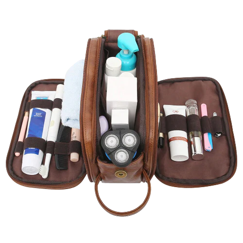 Trousse de toilette homme cuir marron - Image 2