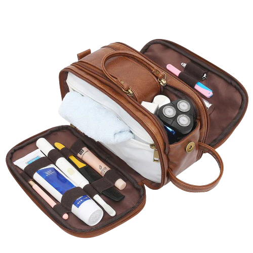 Trousse de toilette homme cuir marron - Image 3