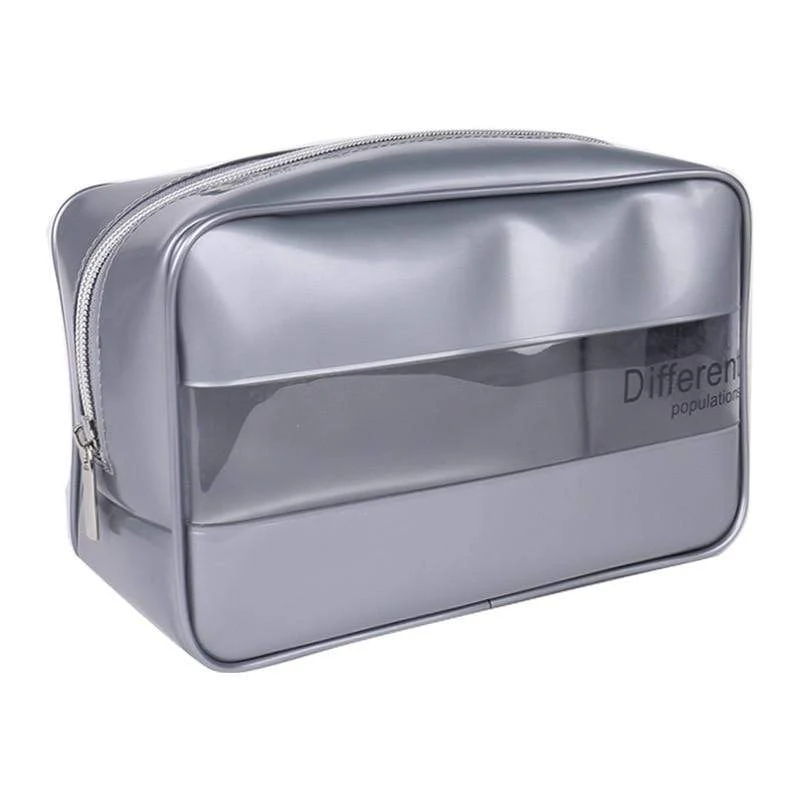Trousse de toilette transparente argent