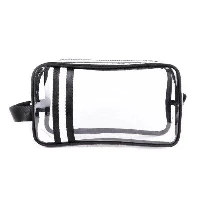 Trousse de toilette transparente bandes noires