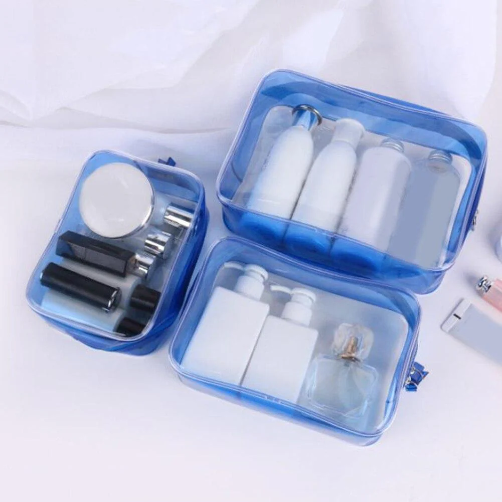 Trousse de toilette transparente bleu - Image 3