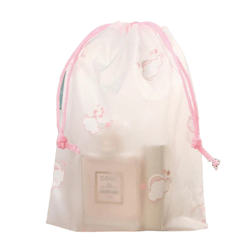 Trousse de toilette transparente cordon de serrage
