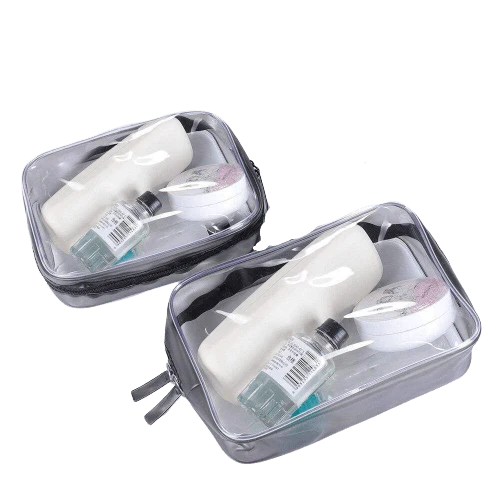 Trousse de toilette transparente grise - Image 2