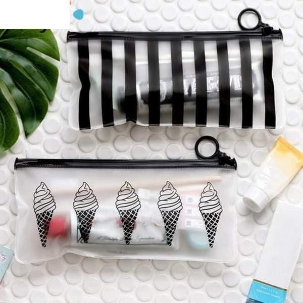Trousse de toilette transparente noire et blanche - Image 4