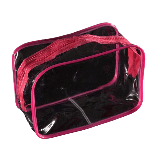 Trousse de toilette transparente rose