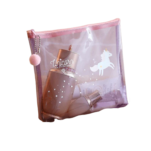 Trousse de toilette transparente rose licorne - Image 2