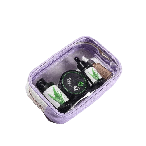 Trousse de toilette transparente violette